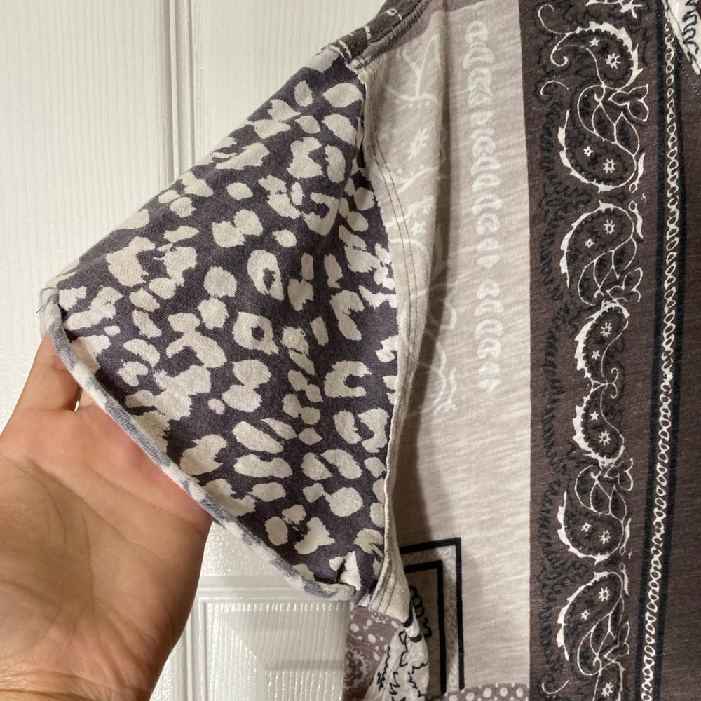 We The Free Patchwork Paisley Short Sleeve Tee in Gray and White - Picture 5 of 8
